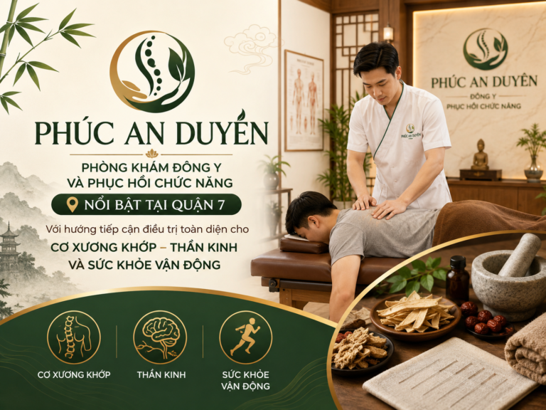 Phúc An Duyên – Phòng khám Đông y và Phục hồi chức năng nổi bật tại Quận 7 với hướng tiếp cận điều trị toàn diện cho cơ xương khớp, thần kinh và sức khỏe vận động